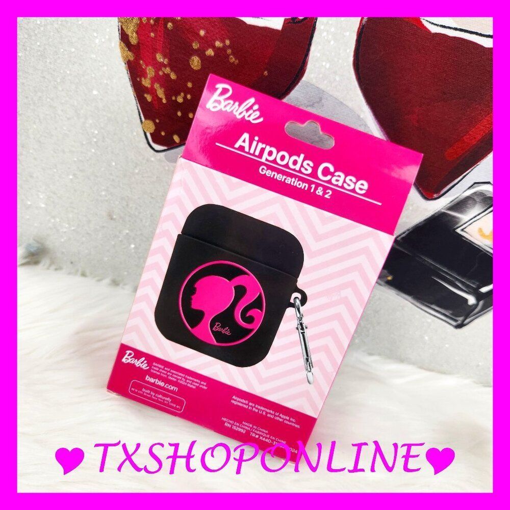 💗🎶Barbie AirPods Case Pink Black Generation 1 & 2 🎶💗